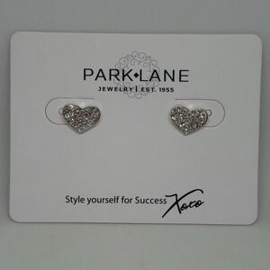 NEW Park Lane Jewelry DAINTY Earrings Heart Crystal Silver Post Studs Gift Box